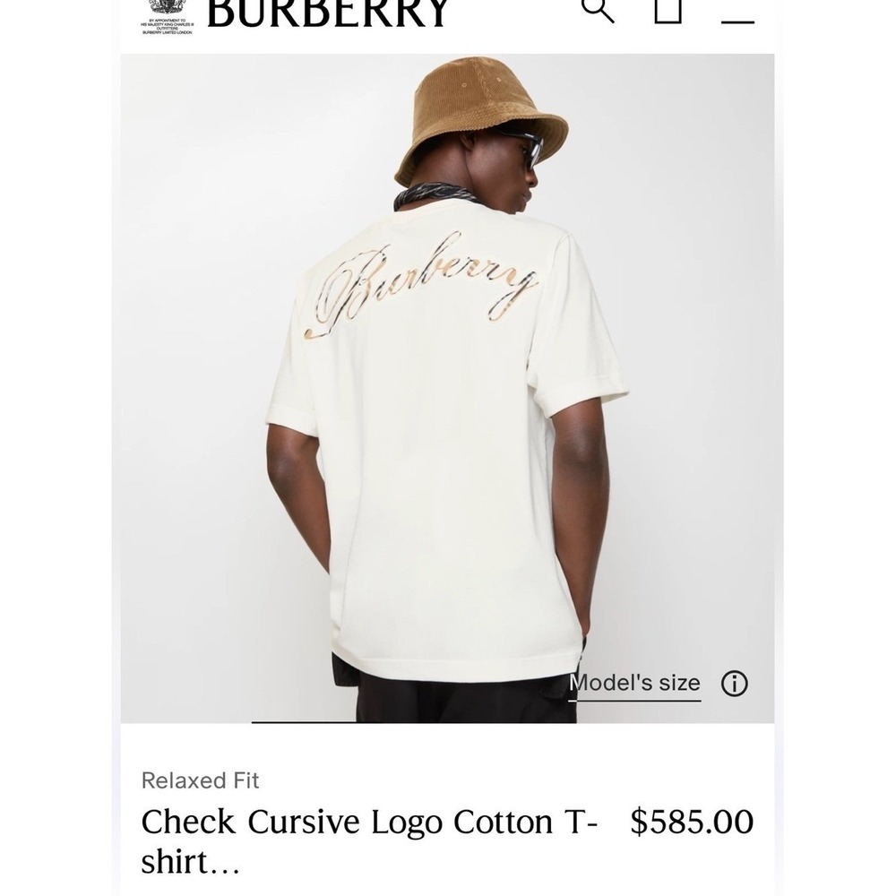 Burberry Cream Short-Sleeve Cotton T-Shirt with Script Logo